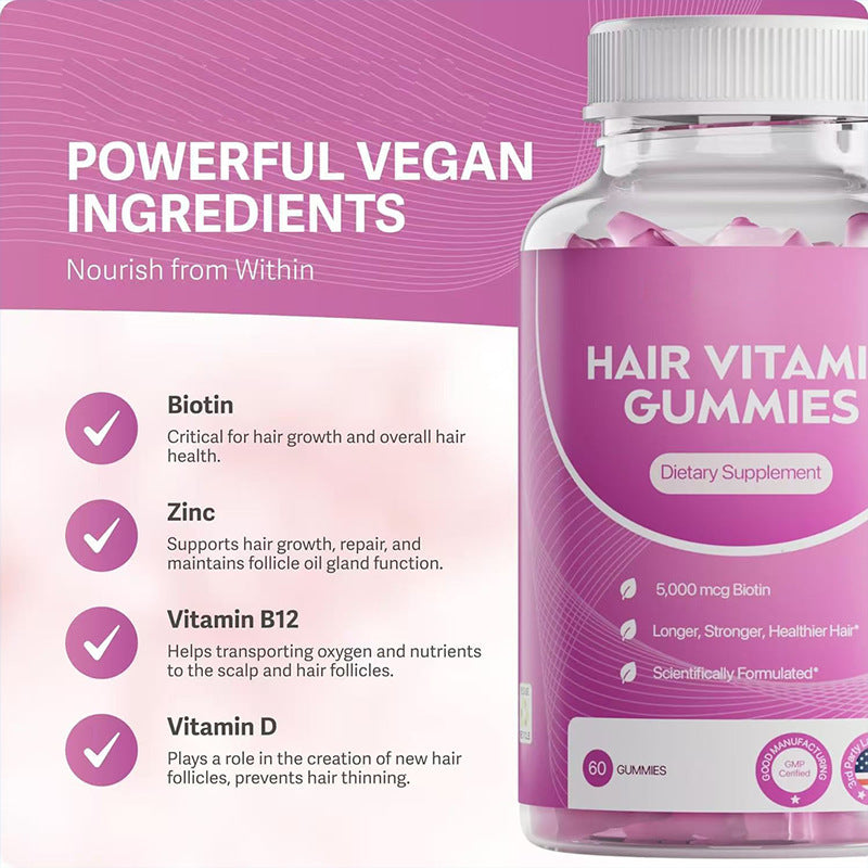 HYBREM™ Ultra-Strength Hair Growth Gummies: Stop Breakage & Stimulate Follicles for Maximum Volume and Shine