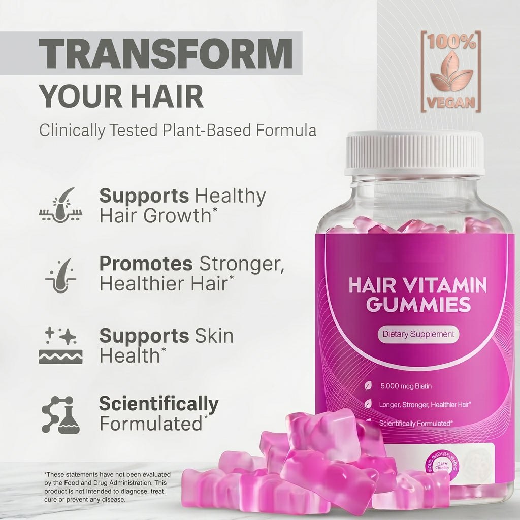 HYBREM™ Ultra-Strength Hair Growth Gummies: Stop Breakage & Stimulate Follicles for Maximum Volume and Shine